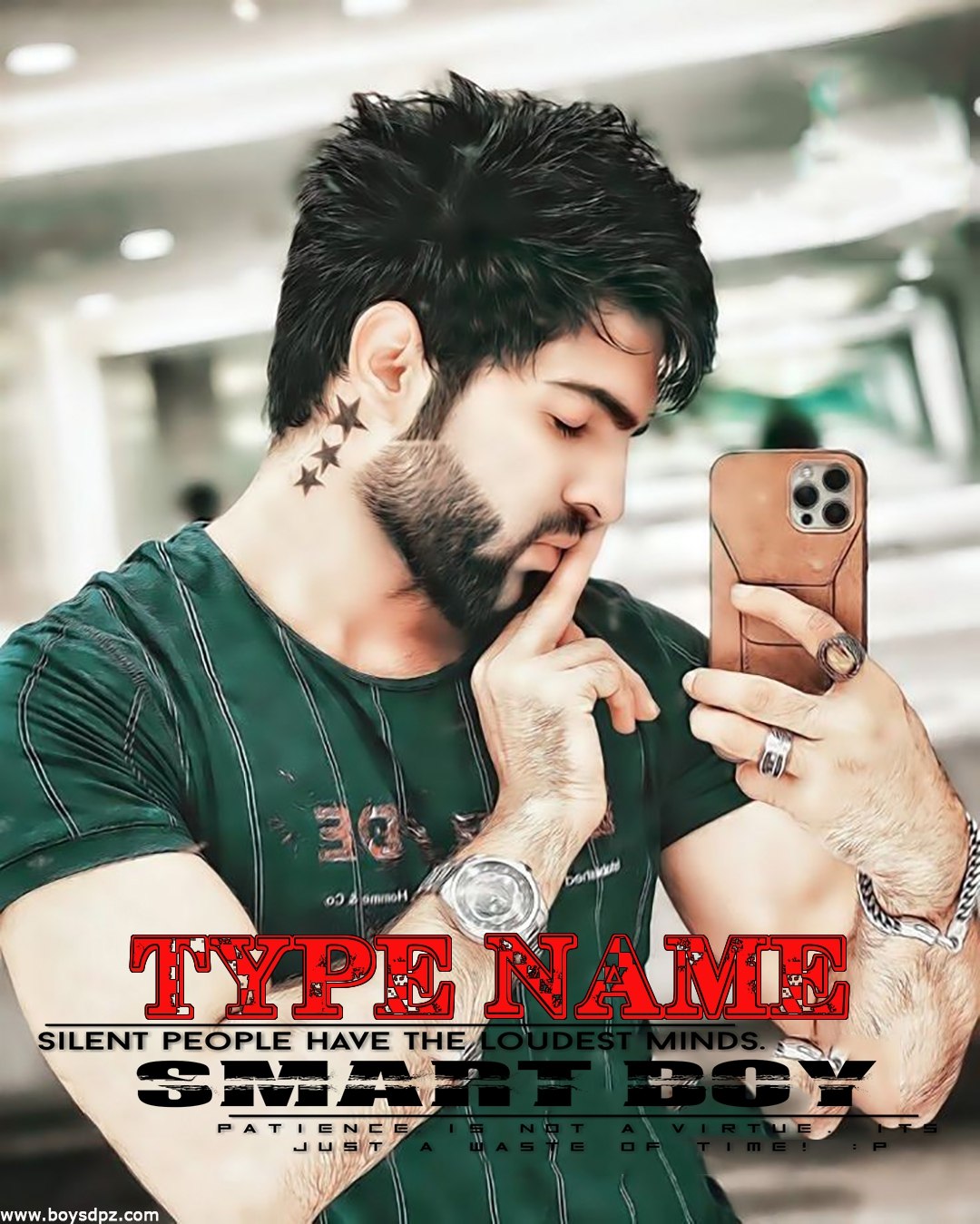 Stylish Boys With IPhone Whatsapp Dp With Name