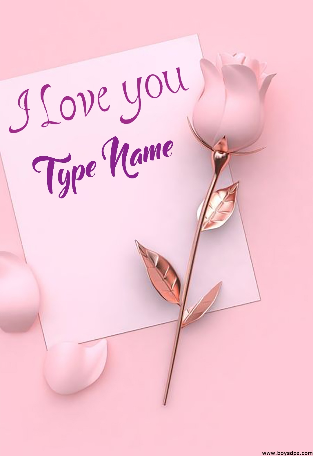 Write Name On I Love You Note With Rose Image DP